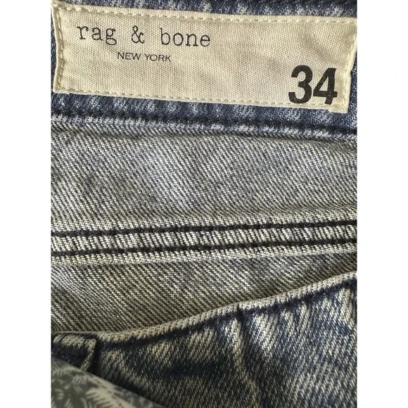Rag & Bone Rosa Mid-Rise Boyfriend Jeans in Malibu Blue Denim Button Fly Size 34 - Picture 8 of 16